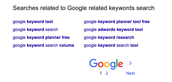 Google related keywords search 